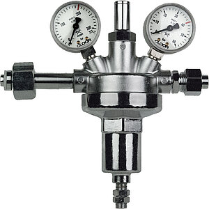 Central pressure regulator for pure gases with stainless steel diaphragm